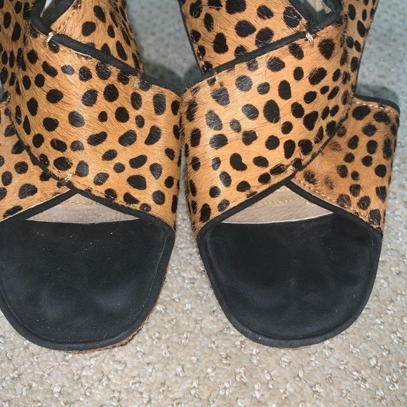 Diane Von Furstenburg Leopard Cheetah Print Calf Hair Heels Size 8.5 - Picture 5 of 10
